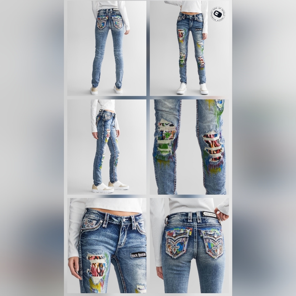 🤘NeW🥰 ROCK REVIVAL HARLOW LIMITED EDITION EMBROIDERED SKINNY JEANS 29 - Picture 13 of 16